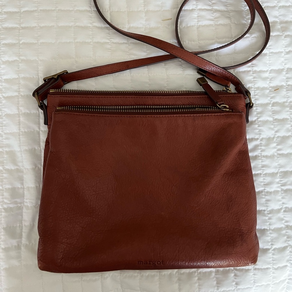 Margot NY small dual zip leather crossbody.